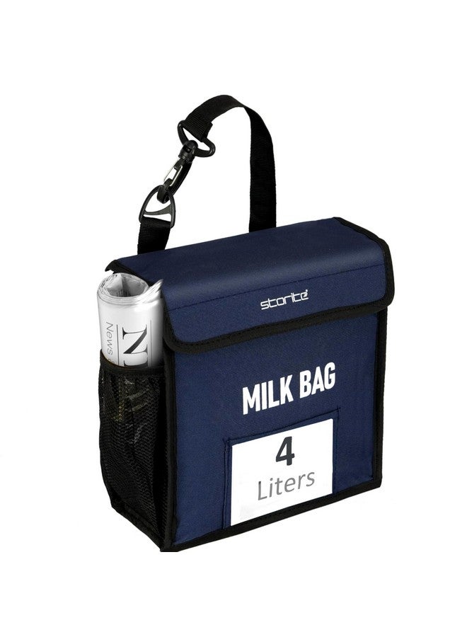 Storite Storite Milk Bag for Door Hanging - Insulated and Waterproof Storage for Milk Sachets, Bottles, Outdoor Gate Delivery Basket Box with Pocket for Notes and News Paper (23x11x23 cm)(Blue)  - Image 1