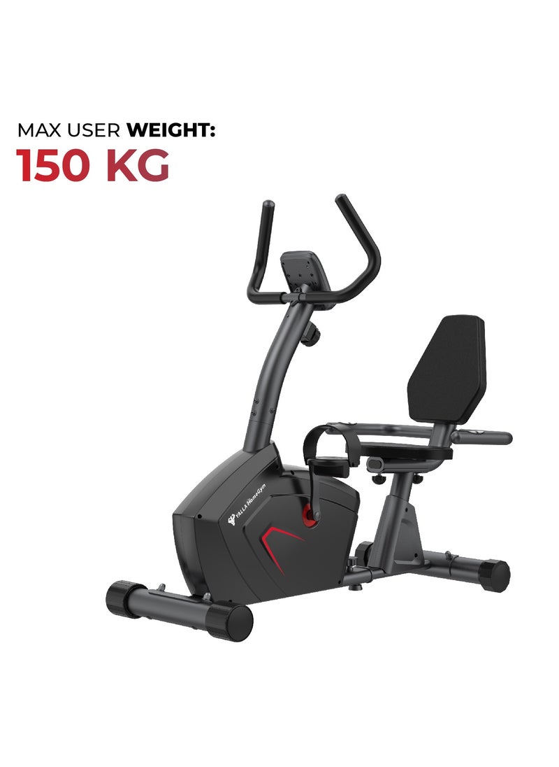 Yalla HomeGym - Homegym Recumbent Exercise Bike With 8 Manual Resistance Levels, Easy Adjustable Seat, 4 Kg Magnetic Flywheel With Lcd Display 150Kg Max User - Image 1