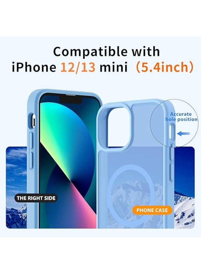 Magnetic for iPhone 13 Mini Case & iPhone 12 Mini Case,Compatible with MagSafe, Military Grade Dropproof Translucent Matte Hard Back Soft Edge Slim Phone Case iPhone 13/12 Mini , (Light Blue) - Image 3
