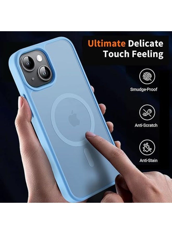 Magnetic for iPhone 13 Mini Case & iPhone 12 Mini Case,Compatible with MagSafe, Military Grade Dropproof Translucent Matte Hard Back Soft Edge Slim Phone Case iPhone 13/12 Mini , (Light Blue) - Image 4