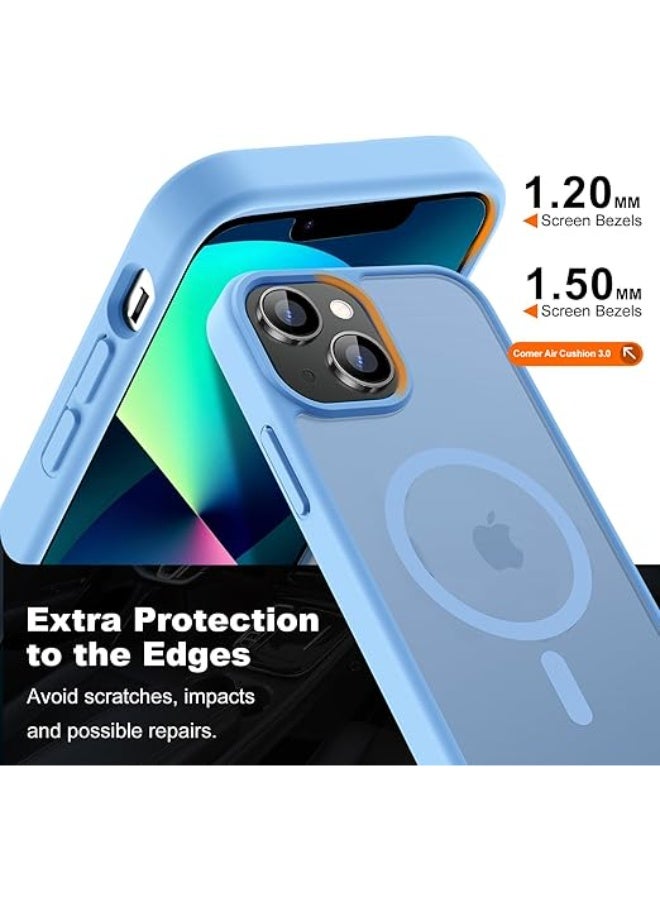 Magnetic for iPhone 13 Mini Case & iPhone 12 Mini Case,Compatible with MagSafe, Military Grade Dropproof Translucent Matte Hard Back Soft Edge Slim Phone Case iPhone 13/12 Mini , (Light Blue) - Image 5