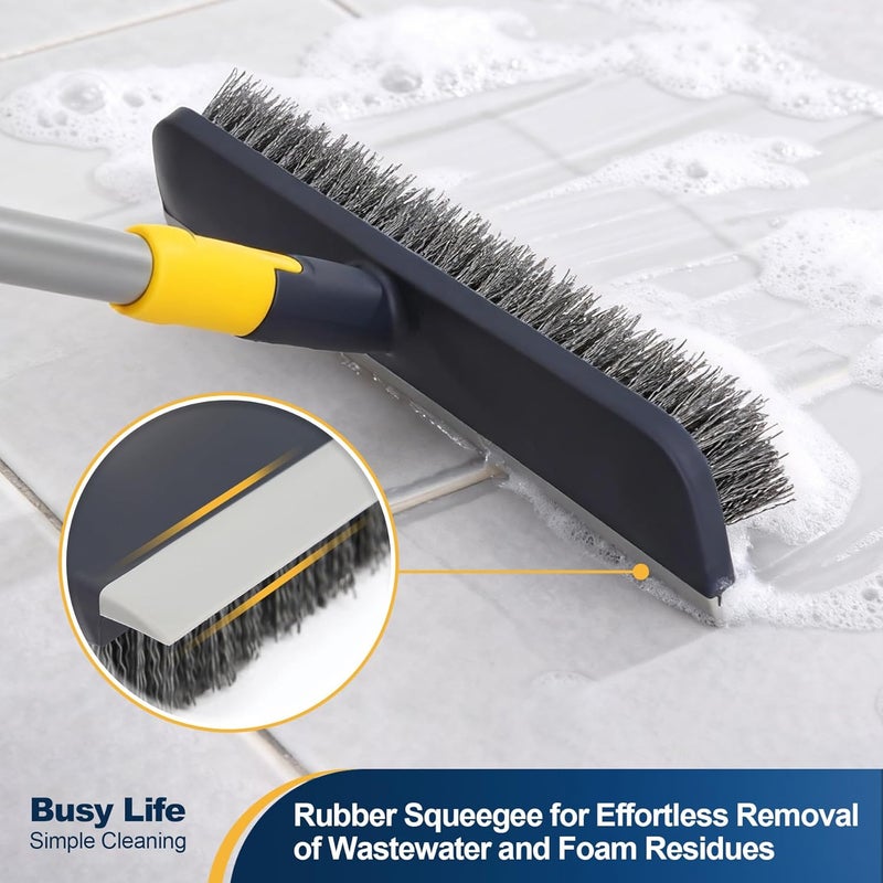 Yocada Floor Scrub Brush 55.9" Telescopic Handle 2 in 1 Scrape Brush Stiff Bristle Shower Scrubber for Cleaning Patio Bathroom Garage Kitchen Wall Deck Tub Tile - Image 3