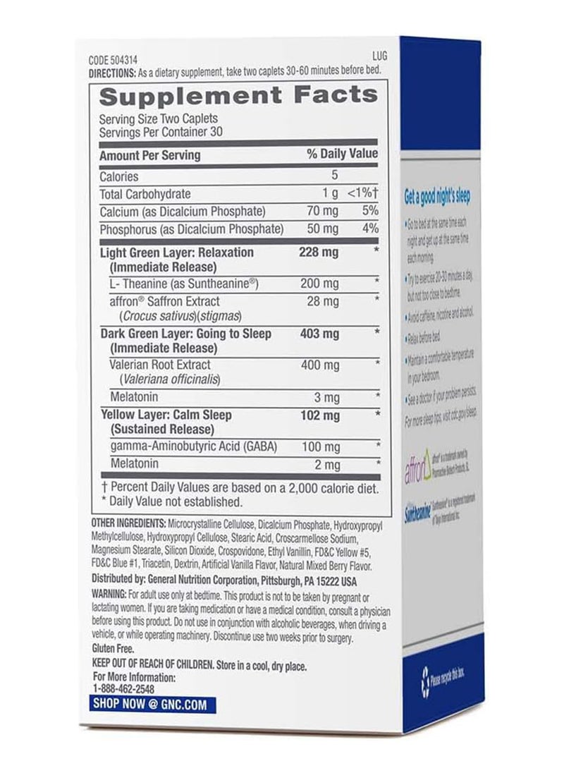 GNC - Preventive Nutrition Trisleep 60 Caplets 30 Servings - Image 1