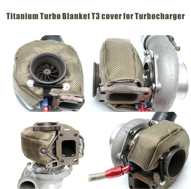 Ummickl Titanium Turbo Blanket FireShield T6 Titanium Turbo Blanket T6 Cover Turbocharger Heat Shield Cover for T6 GT55 GT40 HX52 HT60 T88 with Locking Springs - Image 3