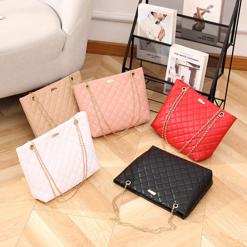 Fashion Handbag Tote Bag Simple Diamond Plaid Chain Women'S Bag Women'S Casual Shopping Bag Shoulder Bag - Image 2