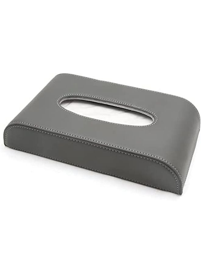 حامل علبة المناديل الجلدية الصناعية الرمادية صندوق تخزين مستطيل للمناديل - Image 2