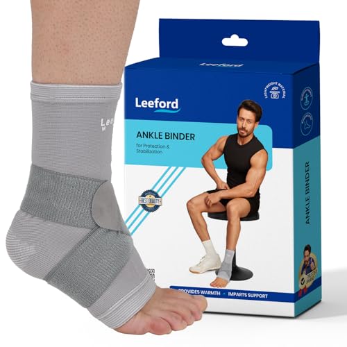 Leeford Ankle Brace & Binder for Men & Women | Adjustable Pain Relief Ankle Support Band| Foot, Heel & Ligament Protection for Sprain & Sports Grey (XL) - Image 1
