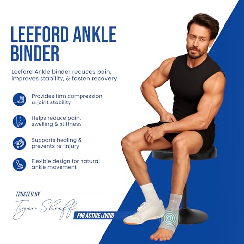 Leeford Ankle Brace & Binder for Men & Women | Adjustable Pain Relief Ankle Support Band| Foot, Heel & Ligament Protection for Sprain & Sports Grey (XL) - Image 3