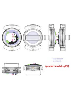 Suitable For Apple Airtag Anti-lost Wear Velcro Shoelace PC Waterproof Protective Shell Transparent Single Beam Patch-Color:Transparent Penguin (Q95L)