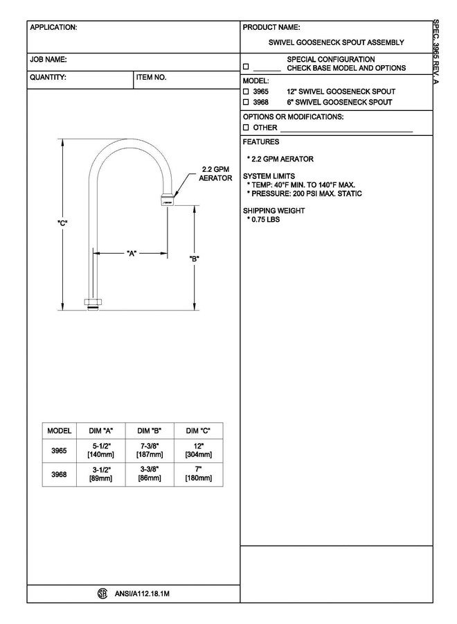 Fisher 3968 6" Swivel Gooseneck Spout, Polished Chrome - Image 3
