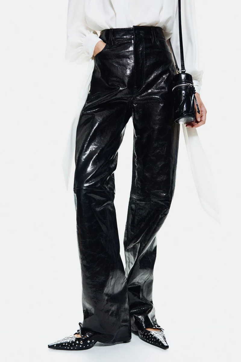 اتش اند ام بنطلون من الجلد