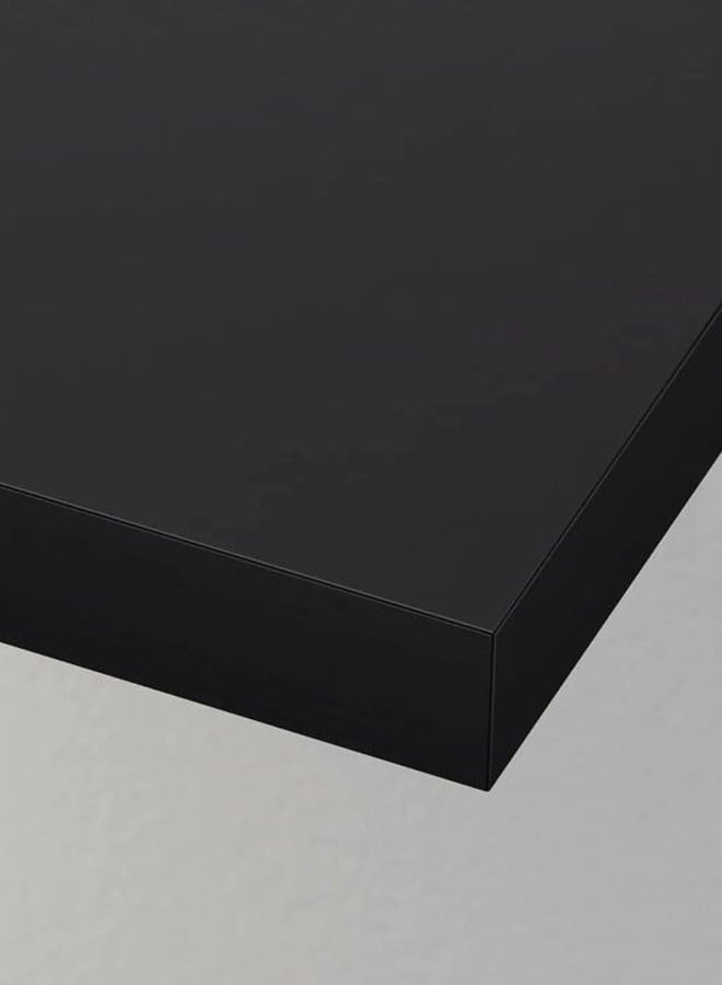 AsolBD Decorative Floating Wall Mounted Shelves with Stylish Invisible Brackets, Modern Faux Wood Storage with Matte Finish for Bedroom, Living Room, Bathroom, Kitchen Décor, 1 Piece (Black, 30 CM) - Image 4
