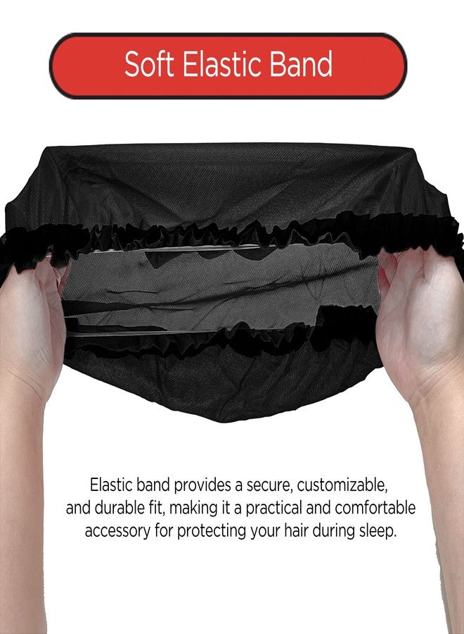 DONNA KIDS SATIN BONNET Sleeping Cap Hair Bonnet Soft Satin Kids Hair Bonnet Shower Cap for Kids BLACK - Image 4