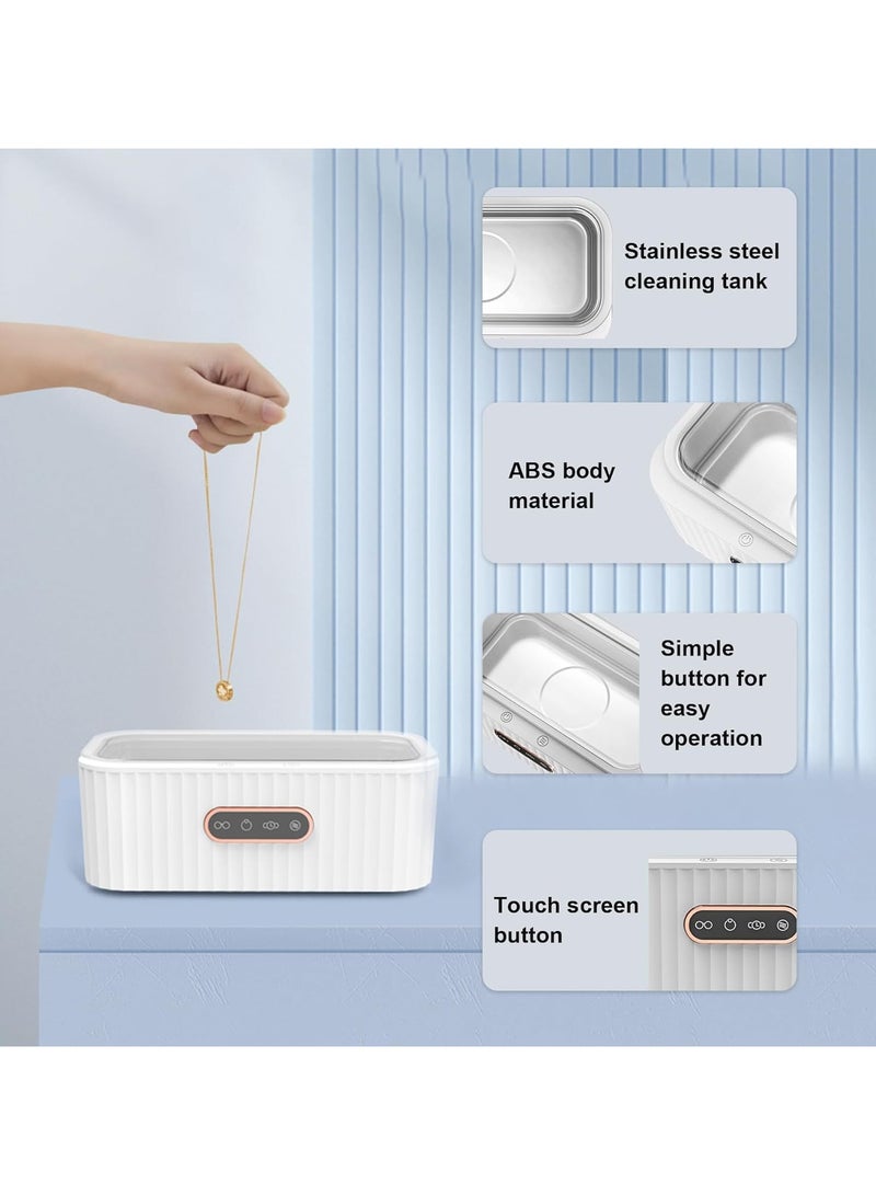 عام منظف المجوهرات، منظف المجوهرات بالموجات فوق الصوتية للنظارات الفضية والساعات المعدنية | 4 نماذج للمؤقت التلقائي مع خزان من الفولاذ المقاوم للصدأ سعة 400 مل للتجنيب - Image 4