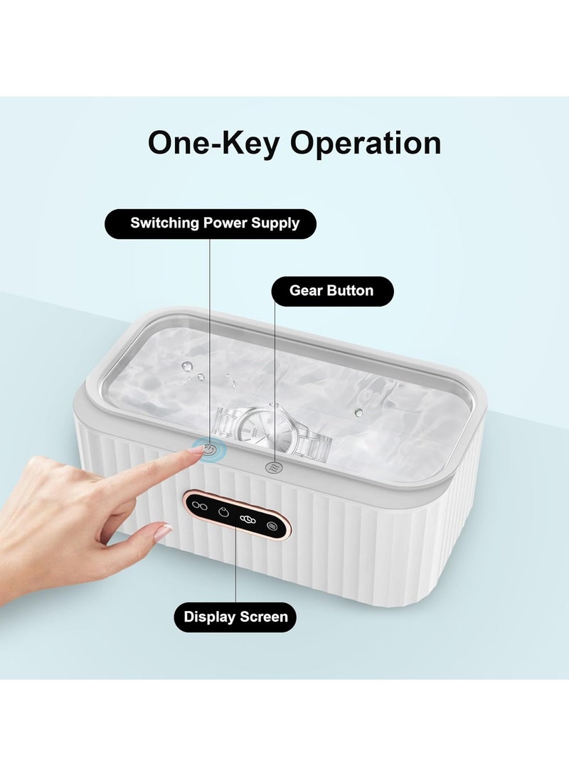 عام منظف المجوهرات، منظف المجوهرات بالموجات فوق الصوتية للنظارات الفضية والساعات المعدنية | 4 نماذج للمؤقت التلقائي مع خزان من الفولاذ المقاوم للصدأ سعة 400 مل للتجنيب - Image 5