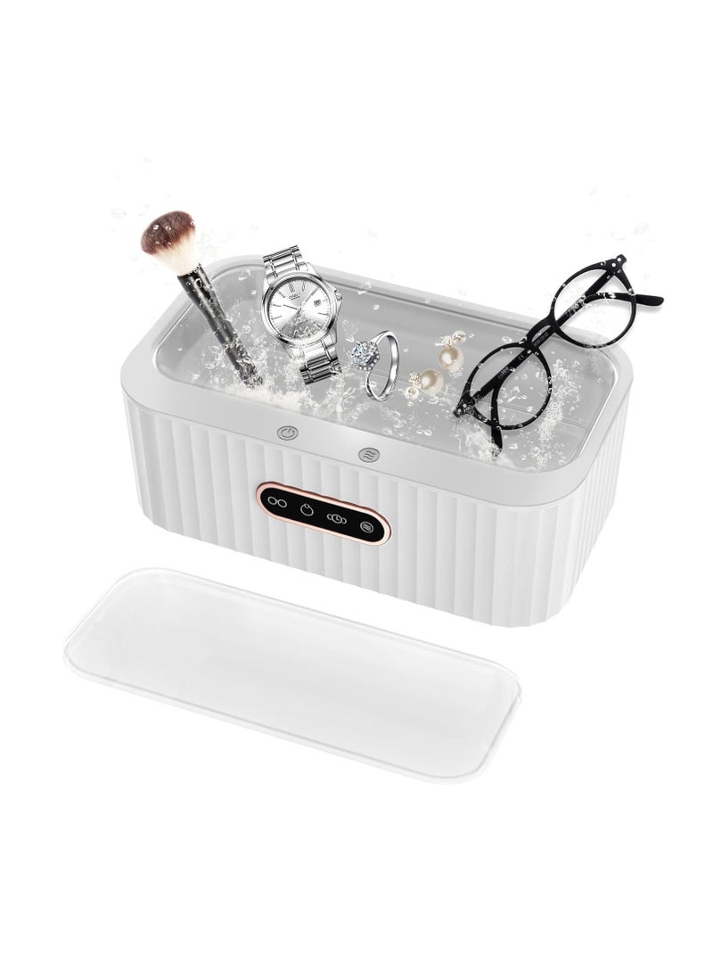 عام منظف المجوهرات، منظف المجوهرات بالموجات فوق الصوتية للنظارات الفضية والساعات المعدنية | 4 نماذج للمؤقت التلقائي مع خزان من الفولاذ المقاوم للصدأ سعة 400 مل للتجنيب - Image 1