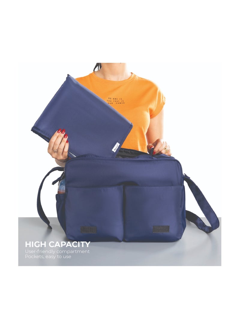 Nurtur Nurtur Metro Messenger Diaper Bag Fashion Tote Bag Multifunction Travel Bag with insulator bottle warming pocket and changing pad - Navy  - Image 2