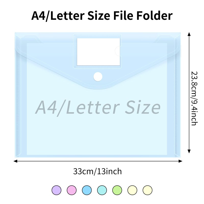 EOOUT 30pcs Plastic Envelopes, Plastic File Folders for Documents, Hook & Loop Closure Poly Folders with Label Pocket A4 Size for School and Office Supplies - Image 2