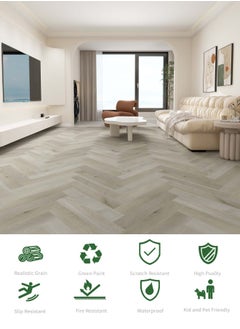 Suntecwood Suntecwood SPC Rigid Core Luxury Vinyl Flooring 635*127 mm | Chevron Flooring|6mm Thick | 1mm IXPE Padding | Waterproof| Scratch Resistant | Comfort & Quiet | Easy Click Lock for Home | Office | Commercial Use |Solid Oak|  - Image 3