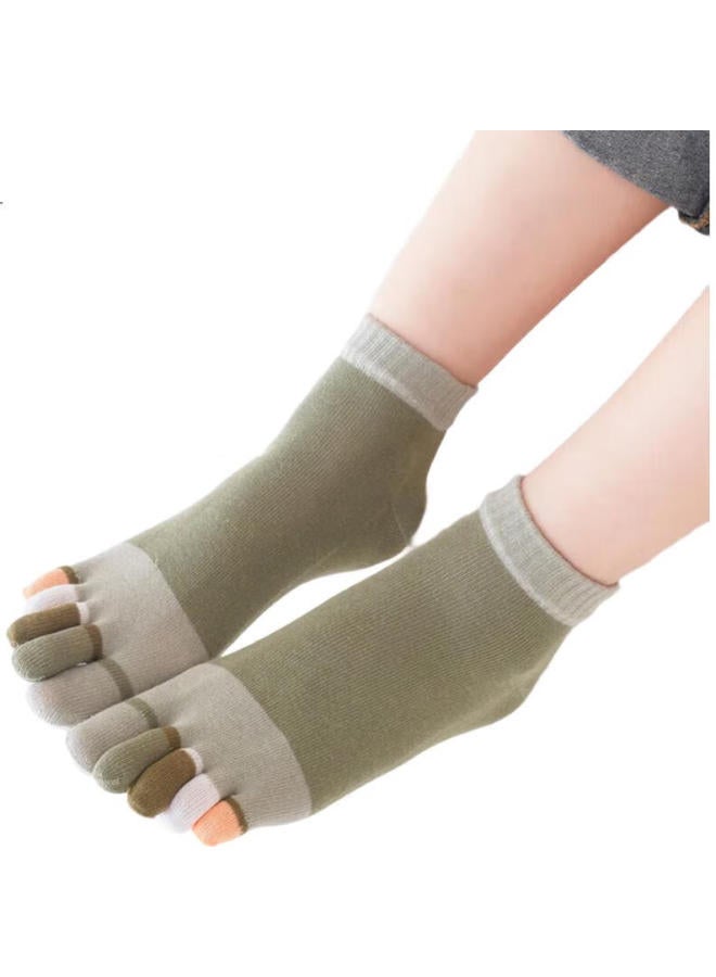 Cotton Five Toe Socks For Women, Spring And Summer, Combed Cotton, Anti-Odor, Sweat-Absorbing, Toe Separated, Short Tube Socks, 5 Pairs Pack