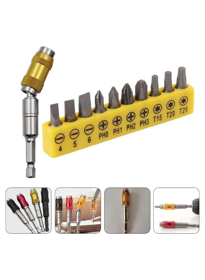 JZS 10pcs Screwdriver L-Shaped Extension Handle Double Head Hex Socket Screwdriver Flat Torx Hand Tool edc, Silver Gold - Image 4