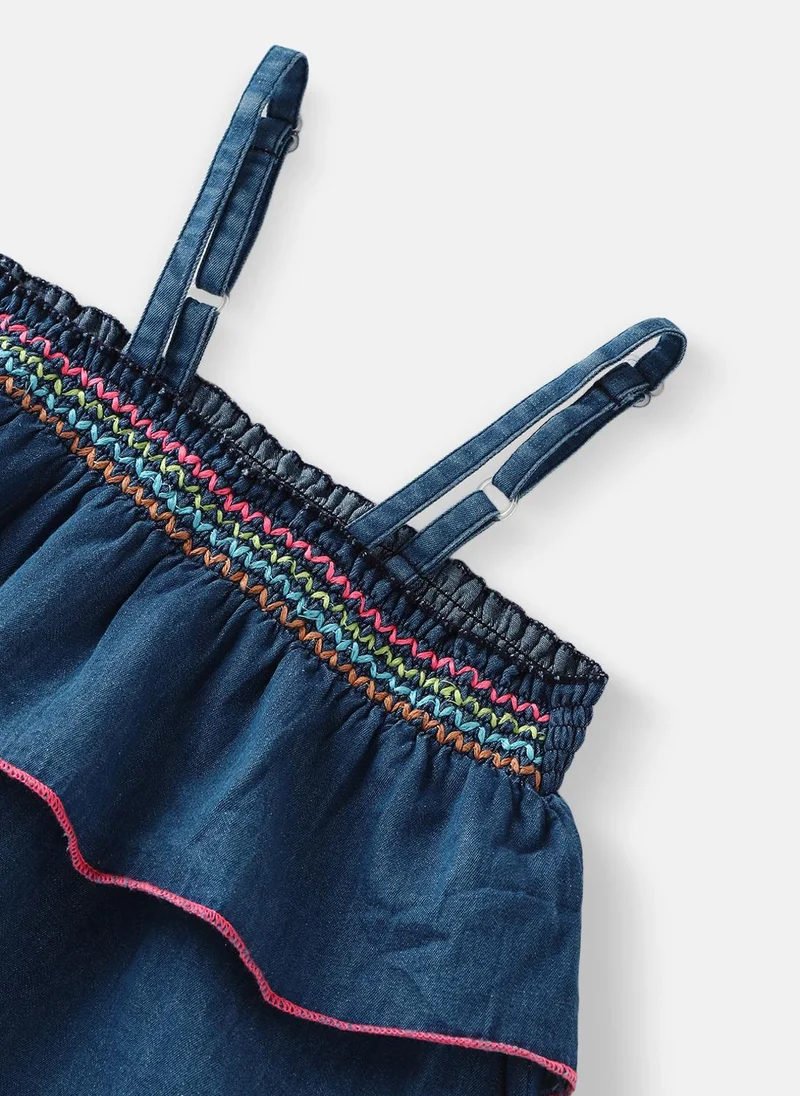 نوتيناتي Nautinati Girls Denim Combo Set of Top and Shorts