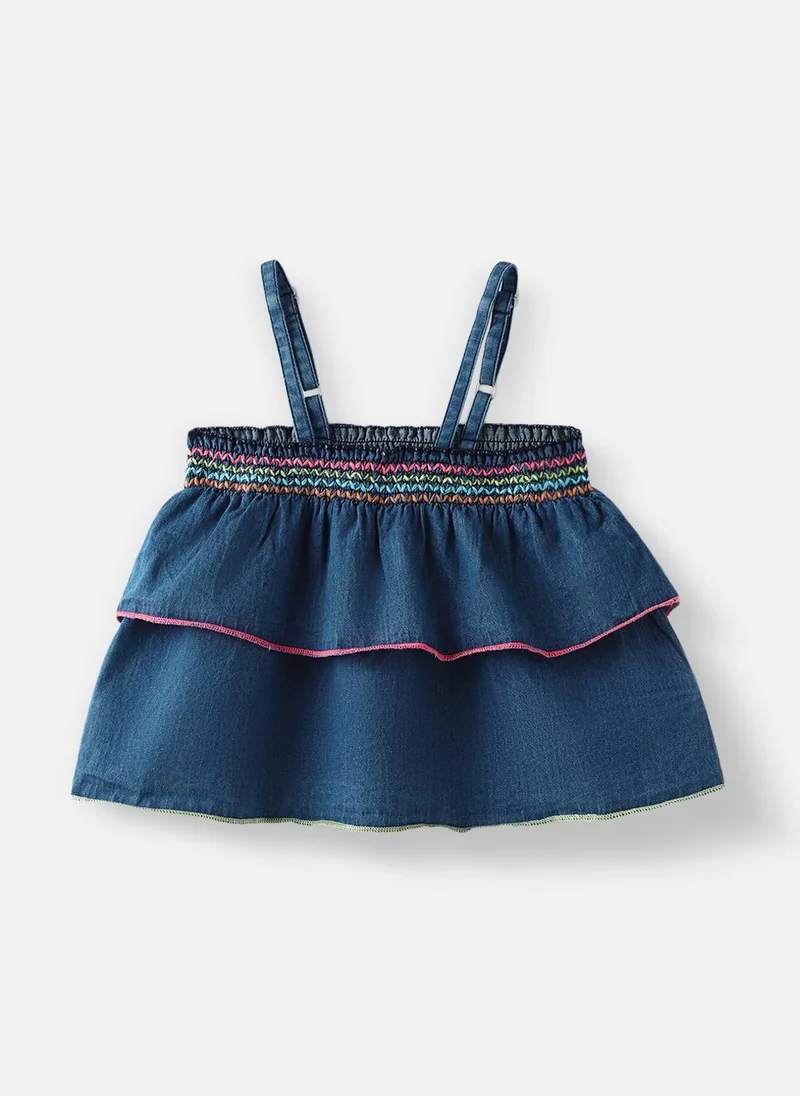 نوتيناتي Nautinati Girls Denim Combo Set of Top and Shorts
