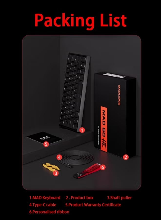 MADLIONS Mad60HE Premium RGB Mechanical Keyboard Magnetic Switches Hot Swap Customized 8KHZ FPS Gaming Keyboard with Adjustable Actuation, 8000 Hz Polling Rate, Rapid Trigger Mode, Hall Effect Switches, for PC/Mac, Black ﻿ - Image 5