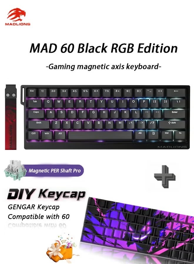 MADLIONS Mad60HE Premium RGB Mechanical Keyboard Magnetic Switches Hot Swap Customized 8KHZ FPS Gaming Keyboard with Adjustable Actuation, 8000 Hz Polling Rate, Rapid Trigger Mode, Hall Effect Switches, for PC/Mac, Black ﻿ - Image 1