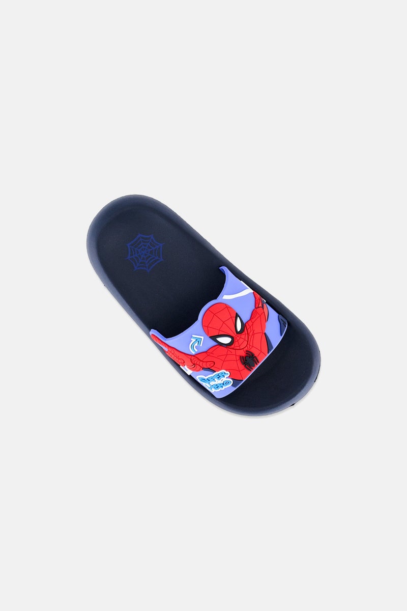 Marvel x Spiderman Toddlers Boy Slip On Slides, Navy - Image 4