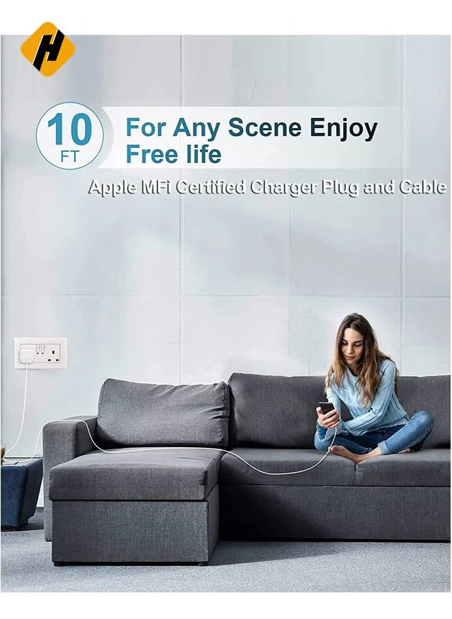 HuHa iPhone Fast Charger Plug & Cable 2mT, [Apple MFi Certified] iPhone 20W USB C USB C Charger Power Adapter w/ USB C to Lightning Cable iPhone 13/12/SE/11/XS/XR/X/8, iPad, AirPod, White  - Image 4