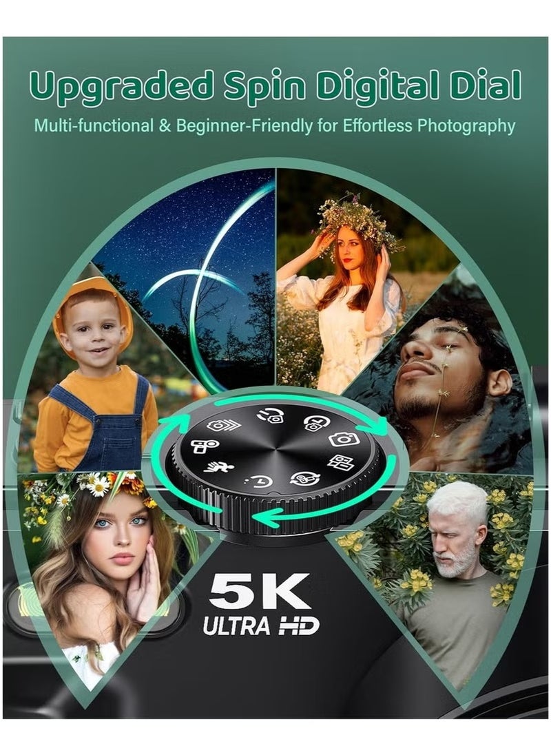 Makrystorm - 5K Digital Camera, 75MP Camera Digital for Photography, Point and Shoot Camara, 18X Digital Camera with 3" 180° Flip Screen, Vlogging Camera for Beginner Gift - Image 1