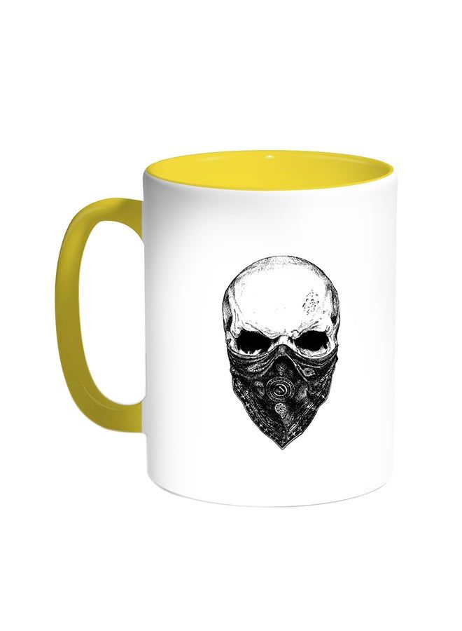 RKN Skull Printed Coffee Mug Yellow/White 11ounce - Image 2