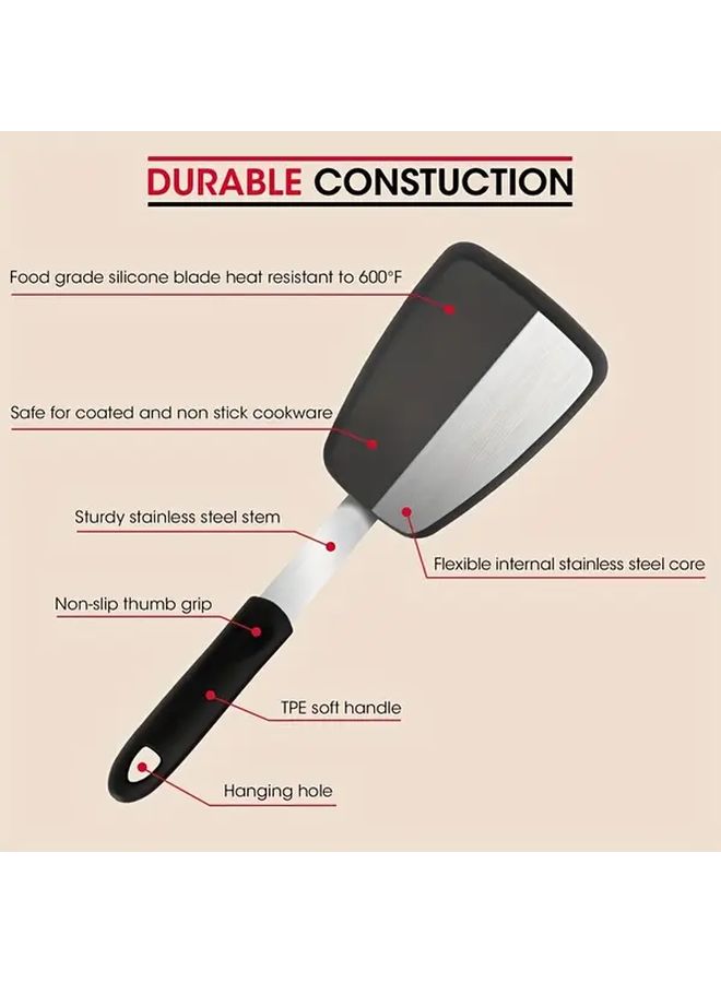 Large Heat Resistant Silicone Spatula Non Stick Up To 600F For Eggs Burgers Pancakes - Image 2