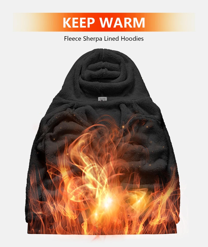 ZITY Men's Zip Up Hoodie Heavyweight Winter Sweatshirt Fleece Sherpa Lined Warm Jacket - Image 4