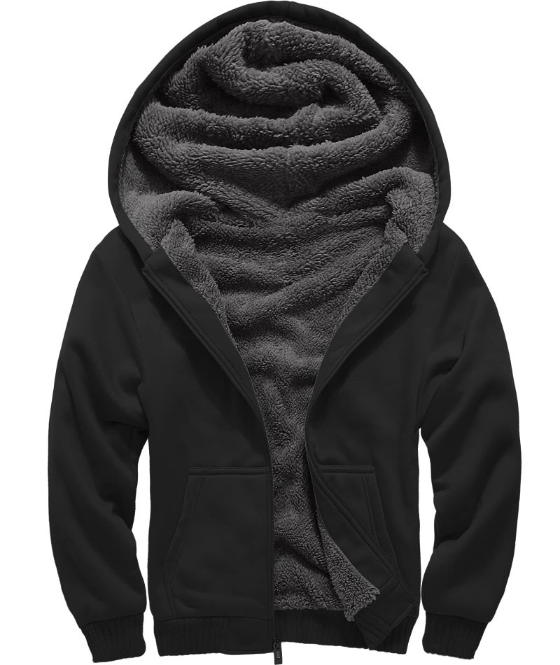ZITY Men's Zip Up Hoodie Heavyweight Winter Sweatshirt Fleece Sherpa Lined Warm Jacket - Image 3