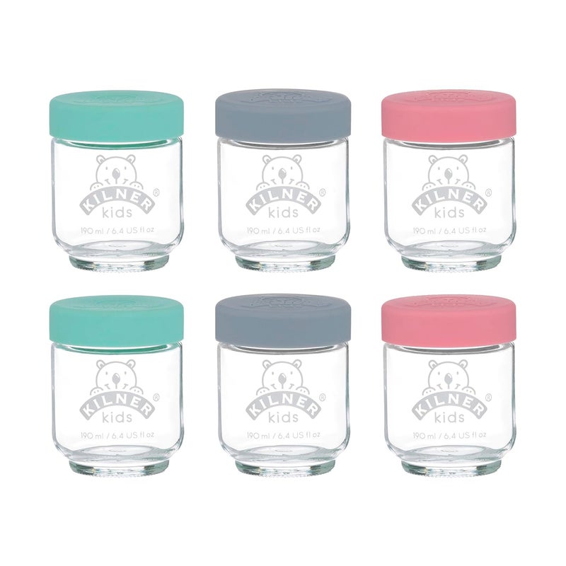Kilner جرار كيلنر الصغيرة زجاجية مع غطاء معدني محكم، مجموعة من 6، 190 مل لكل منها، شفافة - Image 1