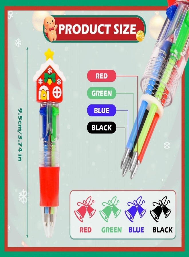 LiYiQ 50 Christmas Colorful Multicolor Pen in One Cartoon Cute Fun 4-in-1 Cute Pens Bulk Kawaii Christmas Tree Snowman Santa Claus Reindeer Shape Cool Ballpoint Pens Fun Gifts - Image 2