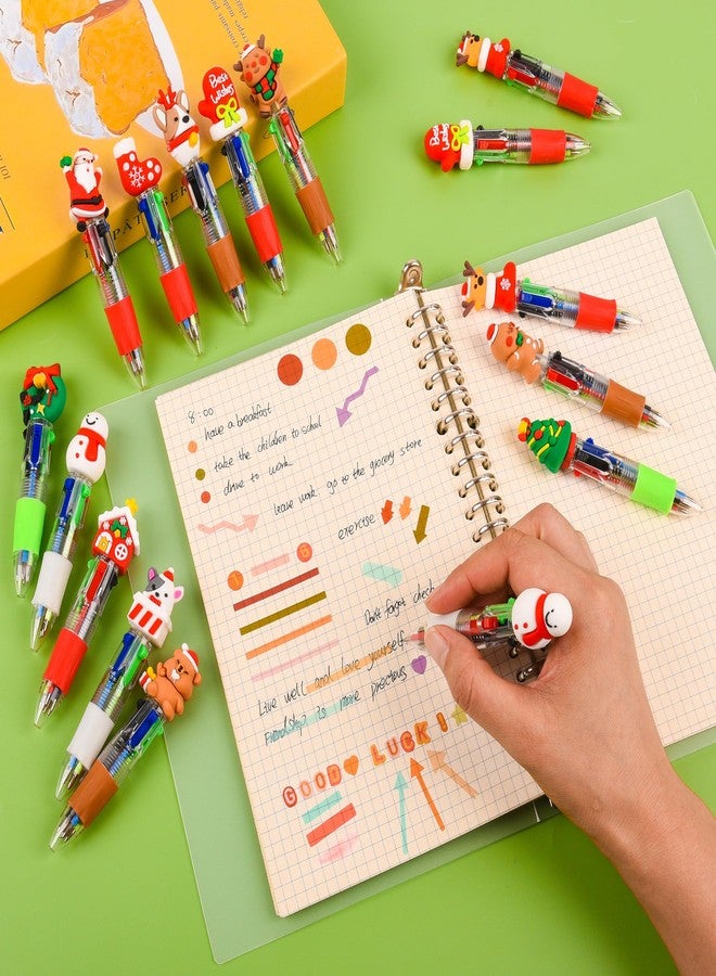 LiYiQ 50 Christmas Colorful Multicolor Pen in One Cartoon Cute Fun 4-in-1 Cute Pens Bulk Kawaii Christmas Tree Snowman Santa Claus Reindeer Shape Cool Ballpoint Pens Fun Gifts - Image 4