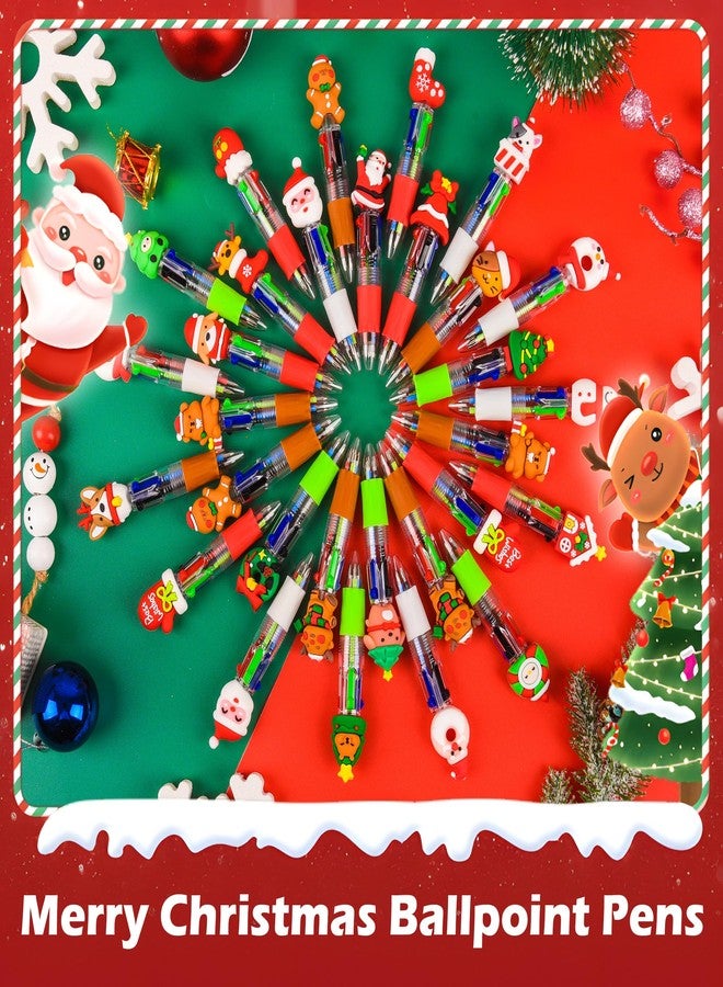 LiYiQ 50 Christmas Colorful Multicolor Pen in One Cartoon Cute Fun 4-in-1 Cute Pens Bulk Kawaii Christmas Tree Snowman Santa Claus Reindeer Shape Cool Ballpoint Pens Fun Gifts - Image 3
