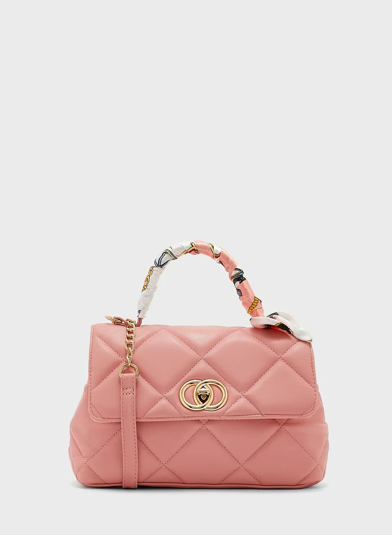 ELLA Quilted Scarf Detail Satchel Bag