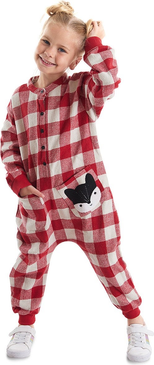 Denokids Fox Plaid Girl's Woven Overalls  - Image 1
