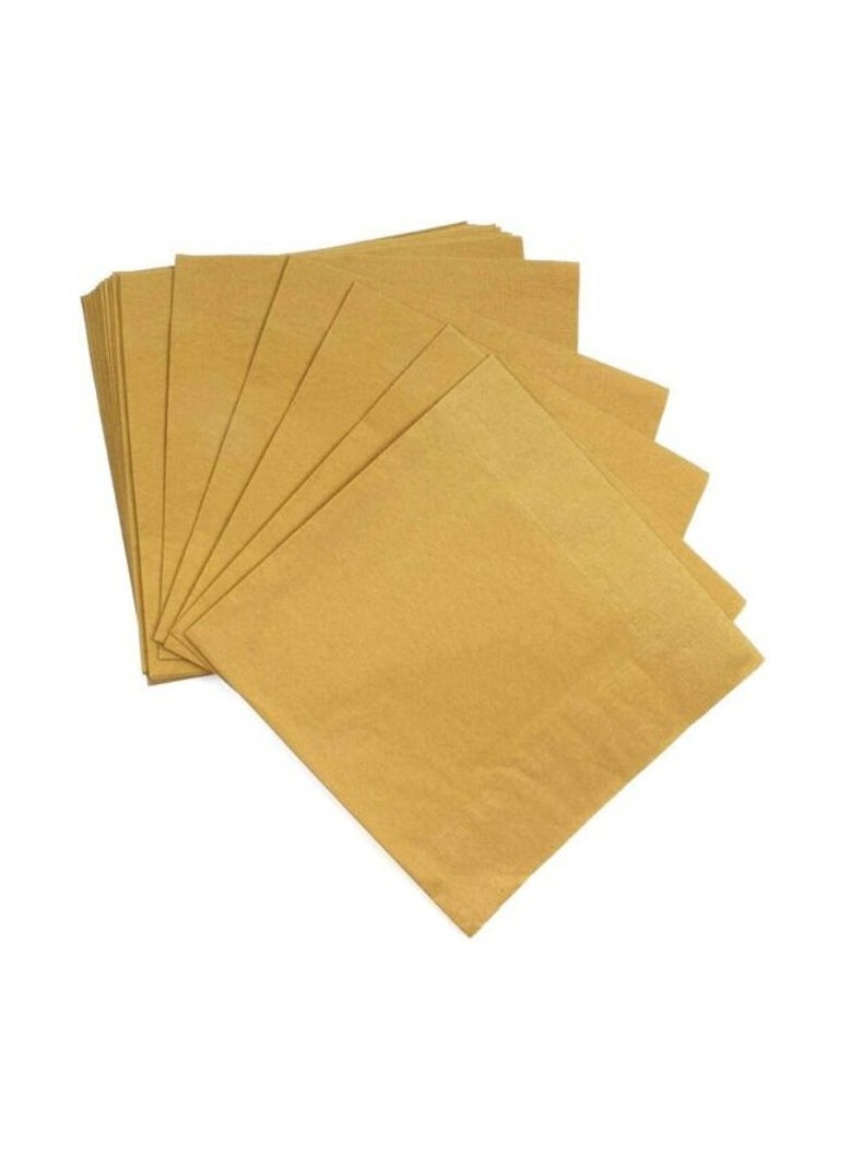 Party Time Party Time 24-Pieces Gold Table Tissue/Paper Napkins - Soft Dinner Napkin for Weddings, Parties, Restaurant, Events etc. 