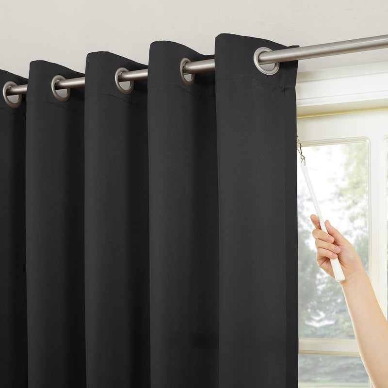 Sun Zero Barrow Energy Efficient Grommet Sliding Patio Door Curtain Panel  100"" x 84""  Black - Image 2
