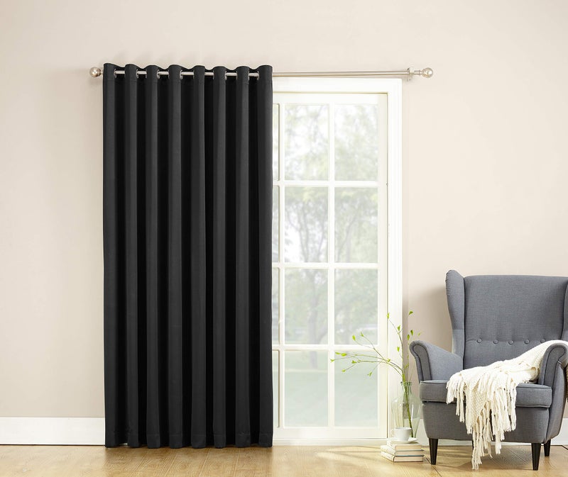 Sun Zero Barrow Energy Efficient Grommet Sliding Patio Door Curtain Panel  100"" x 84""  Black - Image 4
