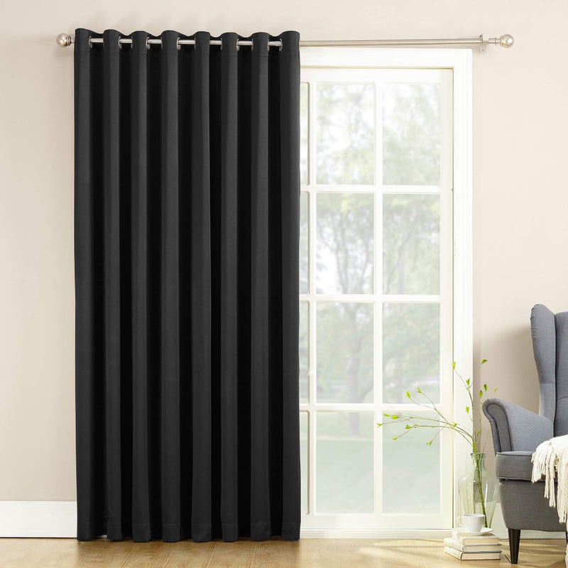 Sun Zero Barrow Energy Efficient Grommet Sliding Patio Door Curtain Panel  100"" x 84""  Black - Image 1