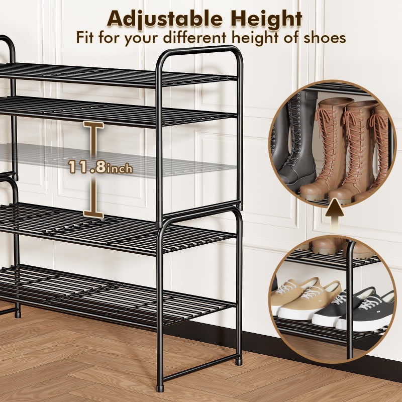 SUFAUY 2-Tier 33" Wide Shoe Rack, Closet Metal Shoe Rack Organizer Heavy Duty, Stackable, Black - Image 5