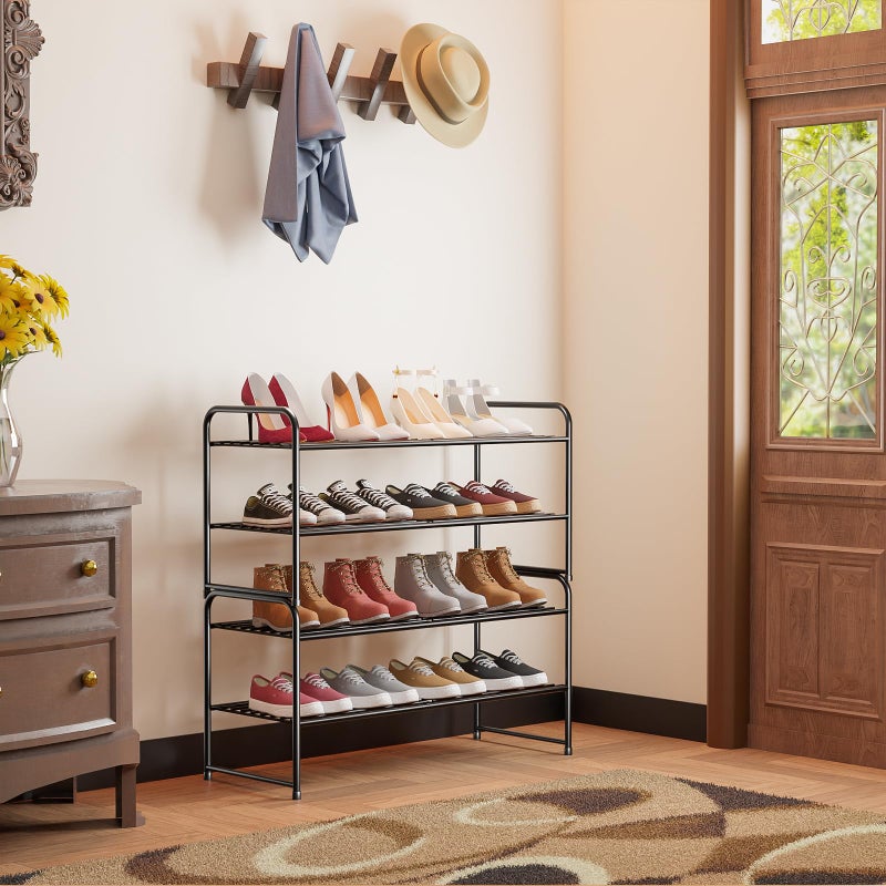 SUFAUY 2-Tier 33" Wide Shoe Rack, Closet Metal Shoe Rack Organizer Heavy Duty, Stackable, Black - Image 2