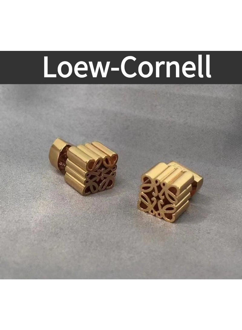 Loew-Cornell Spanish Luxury Design Style Anagram Stud Earrings Gold - Image 5