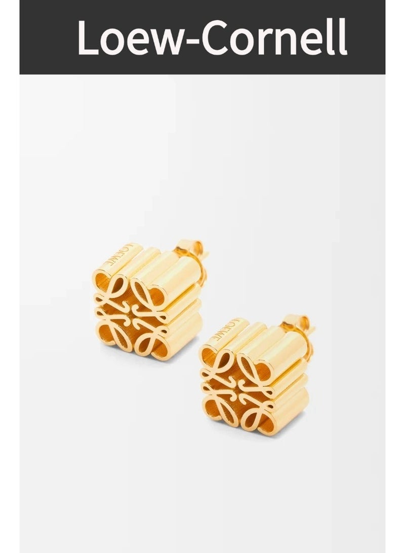 Loew-Cornell Spanish Luxury Design Style Anagram Stud Earrings Gold - Image 1